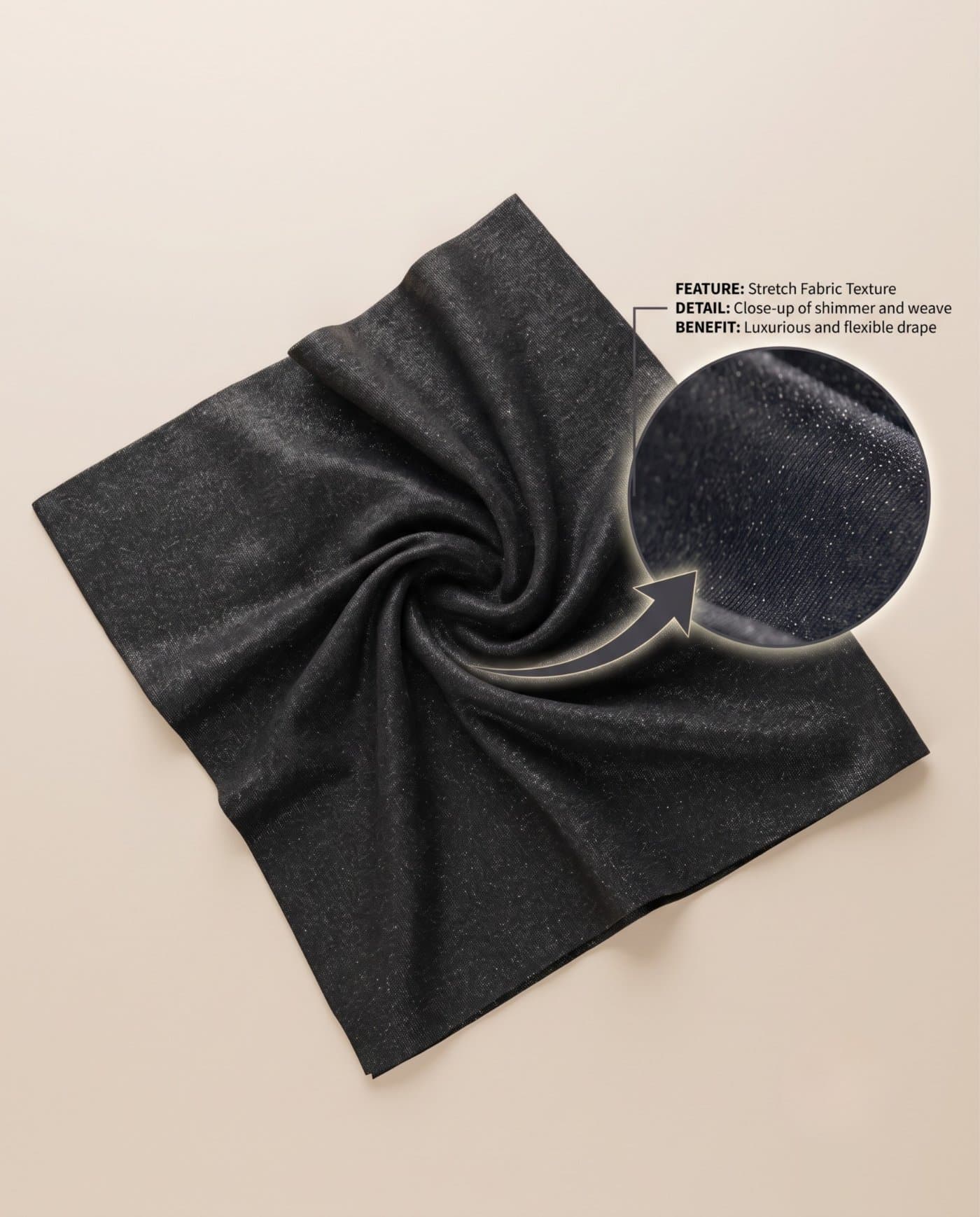 Black Chunni Lycra Fusing